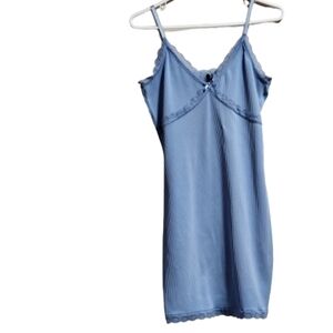 H&M Divided ribbed lace trim dress color light blue size Medium